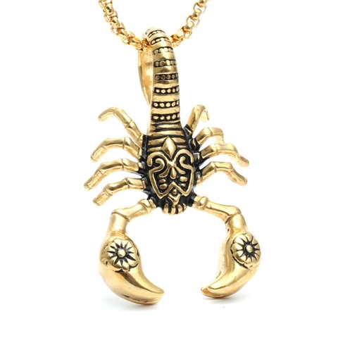 Gothic Vintage Titanium Steel Scorpion Pendant Necklace For Men Punk Animal Insect Jewelry Gift Steel Gold Black Necklaces