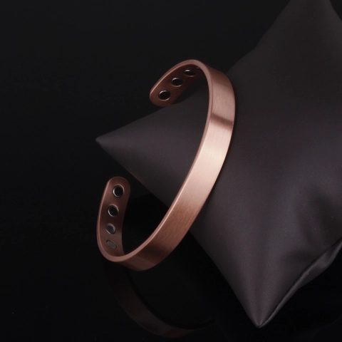 Vintage Roodkoperen Magnetische Therapie Armband Voor Heren Dames Geborsteld Open Manchet Energie Magneet Gezondheid Sieraden