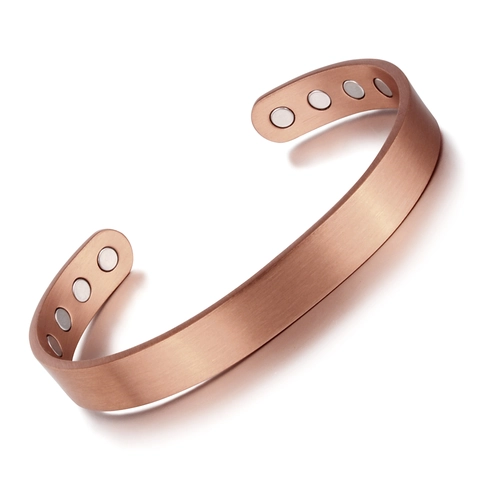 Vintage Roodkoperen Magnetische Therapie Armband Voor Heren Dames Geborsteld Open Manchet Energie Magneet Gezondheid Sieraden