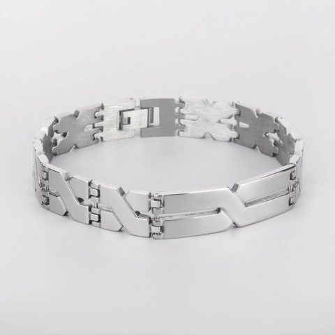 Bracciale a Catena Minimalista in Acciaio Inossidabile con Maglia a X per Uomo Argento Lucido Gioielli di Moda Regalo