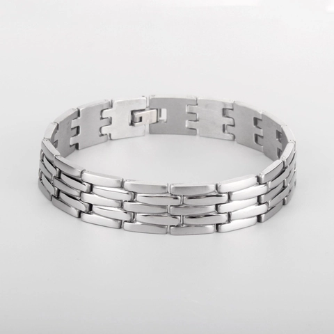 Men's Minimalist Stainless Steel Bracelet Polished Brushed Watch Band Link Chain Hip Hop Fashion Hand Jewelry For Men