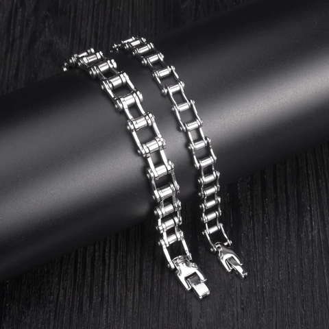 Punk Industrial Stainless Steel Bicycle Chain Bracelet For Men Women Mechanical Link Wristband Motorcycle Style Jewelry