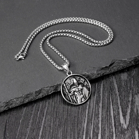 Vintage Roestvrij Staal Spartaanse Krijger Hanger Ketting Retro Punk Hip Hop Heren Sieraden Reliëf Munt Ketting Krijger Hoofd Sieraden