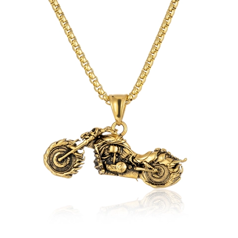 Collana con Ciondolo a Forma di Motocicletta in Acciaio al Titanio Retro da Uomo Gioielli Punk Rock Biker Ciondolo Moto per Lui