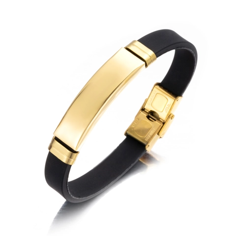 Trendiges Silikon Edelstahl ID Armband Für Damen Herren Gold Glatt Personalisiertes Paar Mode Schmuck Geschenk