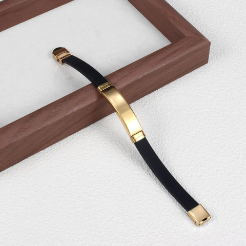 Trendiges Silikon Edelstahl ID Armband Für Damen Herren Gold Glatt Personalisiertes Paar Mode Schmuck Geschenk