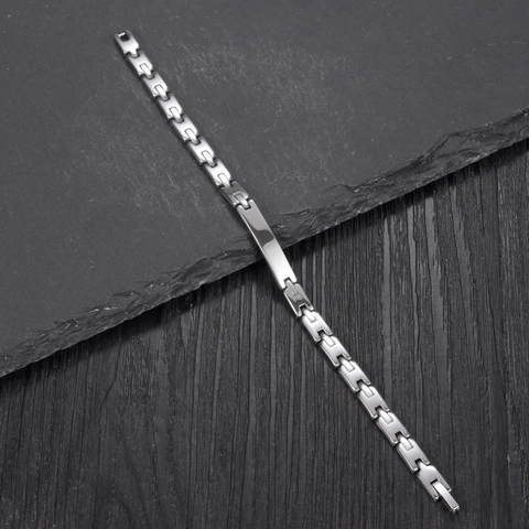 Personalized Fashion Stainless Steel Smooth Curved Bar Bracelet Simple Minimalist Geometric Link Chain Bracelet For Women Men