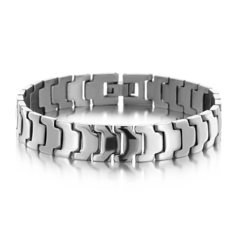 Bracciale da Uomo Minimalista in Acciaio Inossidabile Catena a Maglie in Metallo Lucido Personalizzata Gioielli Geometrici per Uomo Regalo