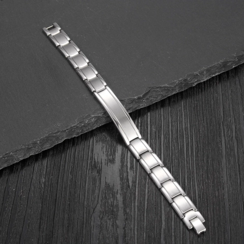 Minimalista Bracciale ID Uomo in Acciaio Inossidabile Lucido Spazzolato Geometrico Catena Street Hip Hop Gioielli Argento
