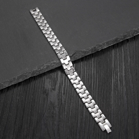 Herren Mode Edelstahl Uhrenarmband Stil Armband H Glied Panzerkette Armband Polierter Industrie Metall Schmuck Für Männer