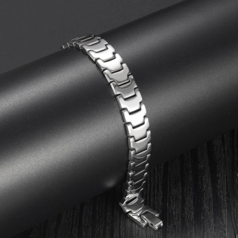 Bracciale da Uomo Minimalista in Acciaio Inossidabile Catena a Maglie in Metallo Lucido Personalizzata Gioielli Geometrici per Uomo Regalo
