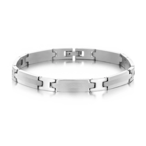 Bracciale da Donna in Acciaio Inossidabile alla Moda a Forma di H Bracciale a Maglie Geometriche Gioielli in Metallo Spazzolato Lucido