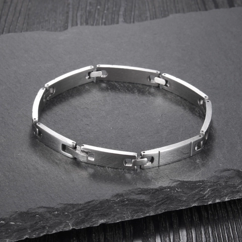 Minimalist Stainless Steel Link Bracelet For Women Men Geometric Polished Industrial Style Silver Color Fashion Jewelry