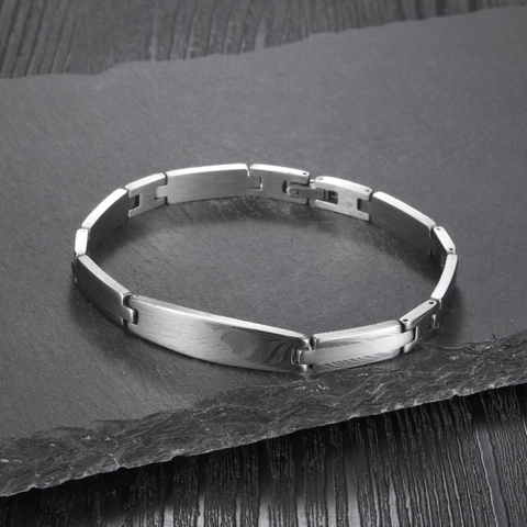 Minimalist Stainless Steel Curved Plate Link Bracelet For Women Korean Style Smooth Metal Watch Chain Bangle Fashion Jewelry
