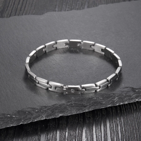 Bracciale a Catena Rettangolare in Acciaio Inossidabile Minimalista Per Donna Dolce Stile Coreano Bracciale Geometrico Lucidato Gioielli Quotidiani