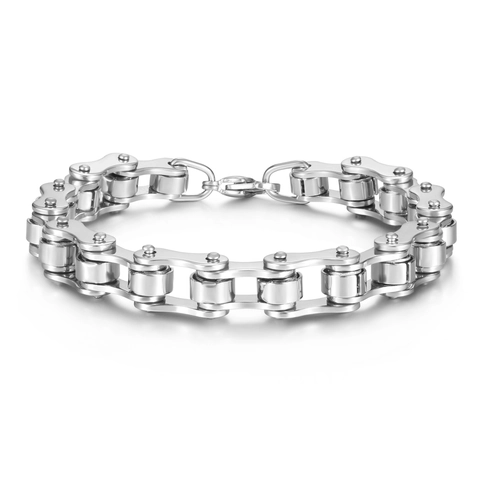 Bracciale da Uomo Trendy in Acciaio Inossidabile a Catena di Bicicletta Punk Stile Industriale Meccanico Moto Gioielli Regalo