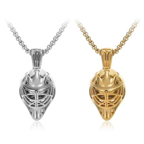 Vintage Stainless Steel Knight Helmet Mask Pendant Necklace Retro Gothic Gladiator Headpiece Jewelry Accessories For Men Women