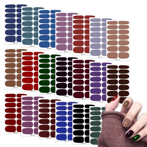 Pegatinas para Uñas de Color Sólido Impermeables Cobertura Total Tiras Adhesivas Esmalte para Mujer Decoración Manicura DIY