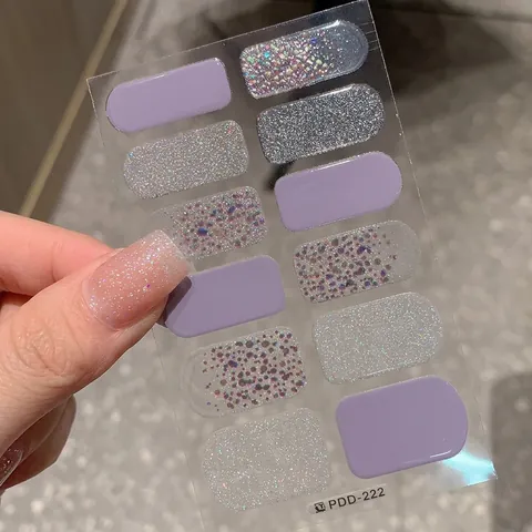 Edle Violette Glitzer Nagelkunst Aufkleber Full Cover DIY Kleber Harz PVC Maniküre Nagel Wraps Für Damen Schönheit