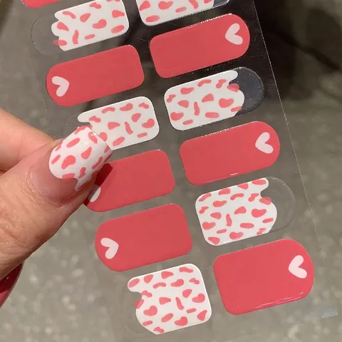 Rosa Herz Und Gepunktetes Muster Nagelwraps DIY Selbstklebend Wasserdicht Harz PVC Nagelkunst Aufkleber Für Valentinstag Damen