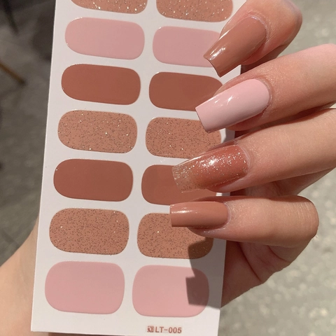 Adesivi per Unghie Autoadesivi Rosa Nudo Minimalista in Resina PVC Nail Wraps per Donna Decorazione Professionale Manicure Fai-da-Te LT-005