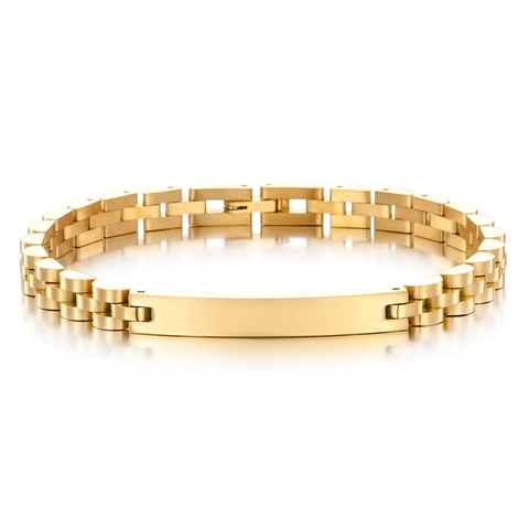 Unisex 6mm Ανοξείδωτο Ατσάλι Λεία Πλάκα ID Αλυσίδα Λουριού Ρολογιού Βραχιόλι Μόδας Γυαλισμένο Κόσμημα Χρυσό Ασημί Μαύρο