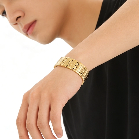 Men Magnetic Therapy Stainless Steel Bracelet Fashion Geometric Block Chain Link Gold Silver Plated Health Jewelry Accessory