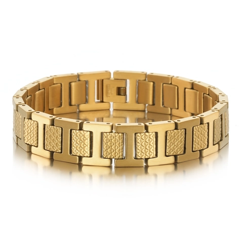 Bracciale a Maglie H in Acciaio Inossidabile con Trama di Coccodrillo per Uomo Regolabile Trendy Gioielli Industriali Oro Argento Nero