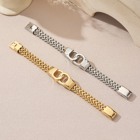 Bracciale da Uomo in Acciaio Inossidabile a Forma di Manette Punk Catena di Grano Gioielli Accessori Oro Argento Regalo