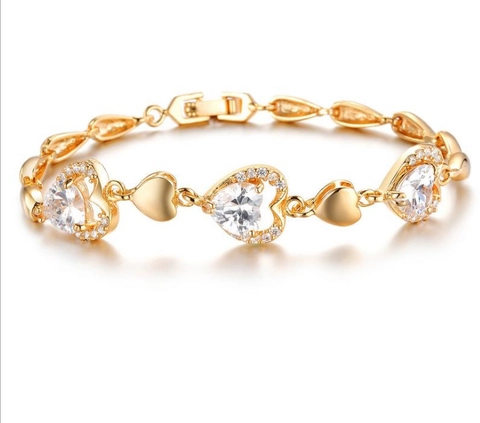 Elegantes 18 Karat Vergoldetes Herzförmiges Armband Für Damen Holle Herzgliederkette Mit Funkelndem Zirkonia Hochzeit Schmuck