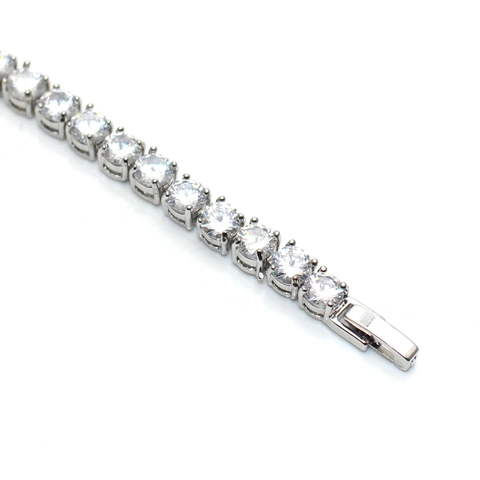 Bracciale Tennis in Rame con Zirconia AAA per Donna Placcato Oro e Argento Elegante Gioielli Geometrici in Stile Coreano