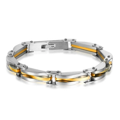 Heren Industriële Titanium Staal Kettingarmband Tweekleurig Goud Zilver Verguld Mechanisch Schakel Armband Heren Sieraden Cadeau