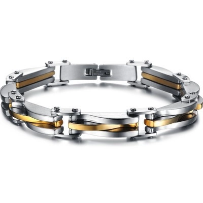 Heren Industriële Titanium Staal Kettingarmband Tweekleurig Goud Zilver Verguld Mechanisch Schakel Armband Heren Sieraden Cadeau