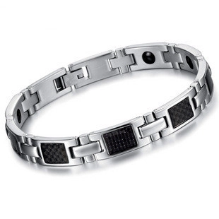 Magnetic Therapy Carbon Fiber Titanium Steel Bracelet For Men Women Fashion Geometric Link Health Care Jewelry Wristband