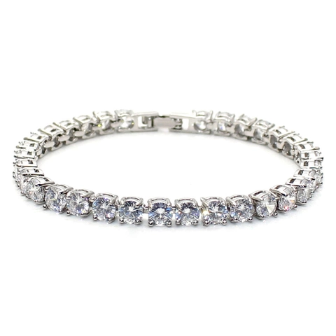 Bracciale Tennis in Rame con Zirconia AAA per Donna Placcato Oro e Argento Elegante Gioielli Geometrici in Stile Coreano