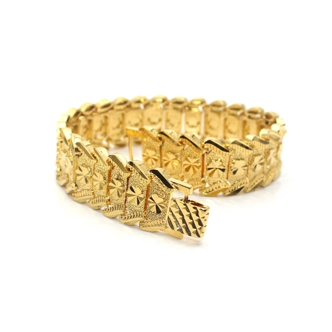 Bracciale a Catena da Uomo in Rame Placcato Oro 18K Moda Inciso Fiore Stella Modello Bracciale Gioielli Vintage Regalo