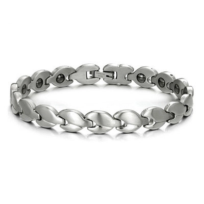 Damen Koreanische Mode Magnet Gesundheit Titanstahl Armband Poliert Gebürstet Silber Farbe Gliederkette Armband Schmuck