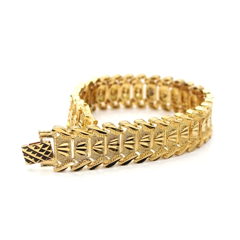 Herren 18K Vergoldetes Kupfer Gliederkette Armband Mit Geometrischem Schuppenmuster Mode Schmuck Handgelenkkette Geschenk