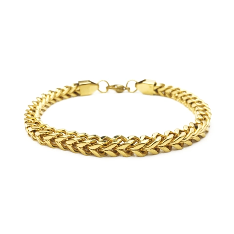 Pulsera de Hombre de Acero de Titanio Franco Wheat Chain Hip Hop Eslabones Metálicos Trenzados Joyería Punk Style