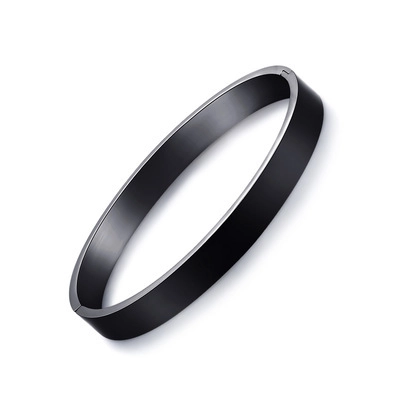 Bracciale per Coppia in Acciaio al Titanio Minimalista Bracciale Aperto Nero Opaco Spazzolato Gioielli da Polso Unisex Moda Coreana