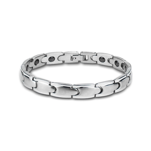 Minimalist Titanium Steel Magnetic Therapy Bracelet For Couples Geometric Link Chain Silver Metal Health Care Jewelry Gift
