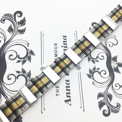Bracciale da Uomo in Acciaio al Titanio e Silicone Meccanico Bicolore Lucido a Strisce Geometriche Gioielli alla Moda