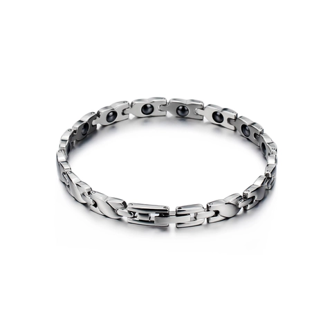 Gepolijst Titanium Staal Magnetische Therapie Armband Zilver Gezondheid Sieraden Voor Vrouwen Mannen Unisex Schakelketting Armband