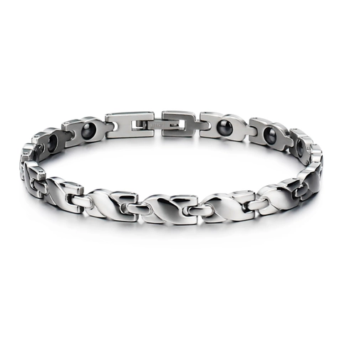 Gepolijst Titanium Staal Magnetische Therapie Armband Zilver Gezondheid Sieraden Voor Vrouwen Mannen Unisex Schakelketting Armband