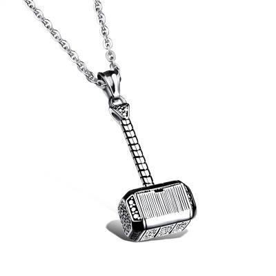 Nordic Thor's Hammer Mjolnir Pendant Necklace Titanium Stainless Steel Retro Punk Jewelry Nordic Runes Lucky Charm For Men