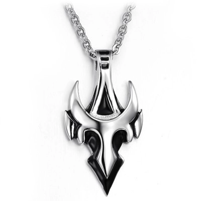Collar con Colgante de Símbolo Tribal de Acero de Titanio Joyería de Estilo Gótico Punk para Hombre Mujer Plata Negro Esmalte Incrustado