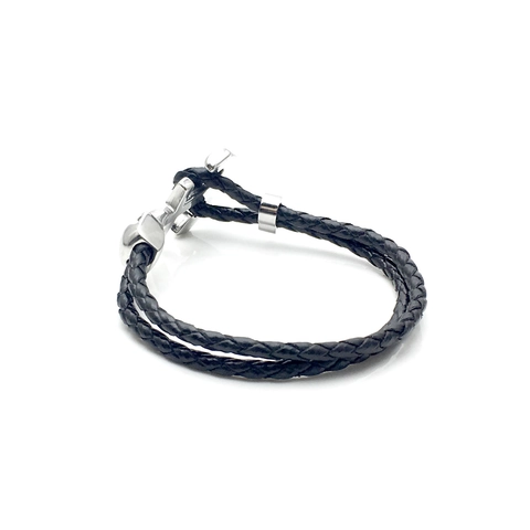 Bracciale da Uomo in Pelle Intrecciata con Chiusura a Ancora e Teschio Stile Punk Rock Gotico Nautico Gioielli da Uomo