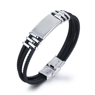 Minimalistisches Silikon Edelstahl Herren Armband Mode Punk Rock Schmuck Mehrlagig Geflochtenes Armband Für Herren Jungen Geschenk
