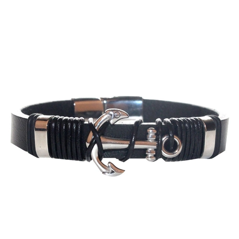 Vintage Men Women Leather Bracelet Stainless Steel Anchor Buckle Woven Nautical Punk Style Multi-Layer Wristband Jewelry Gift