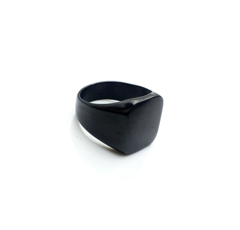 Anello Sigillo da Uomo Minimalista in Acciaio Inossidabile Lucidato Parte Superiore Piatta Quadrata Anello a Fascia per Uomo Ragazzo Regalo Gioielli